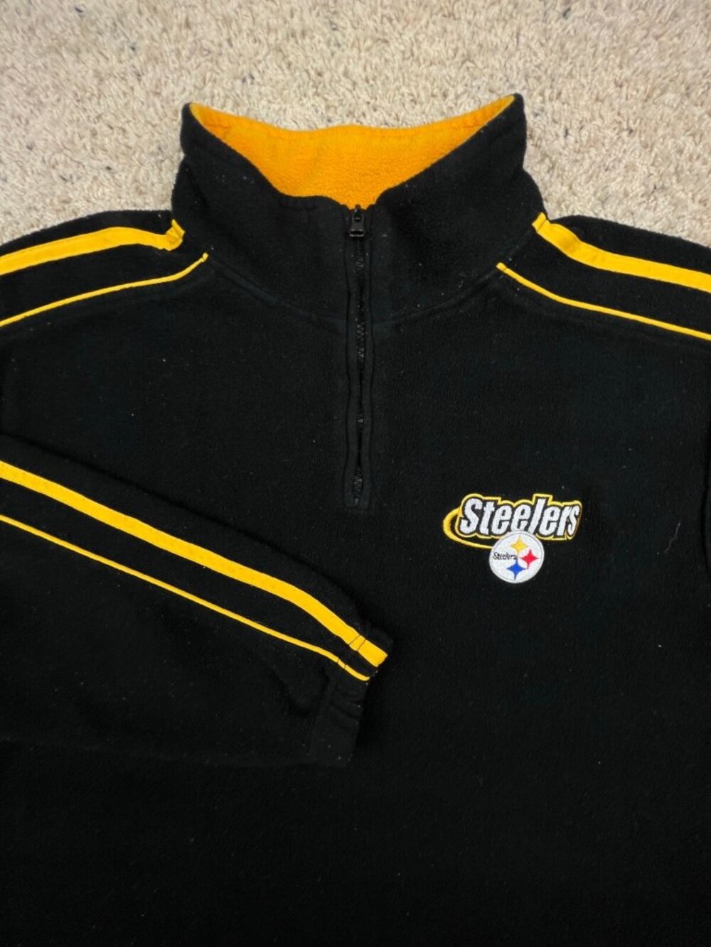 NFL PITTSBURGH STEELERS 1/4 Zip Black XL Pullover Fleece Sweatshirt Long Sleeve